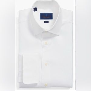 David Donahue Trim Fit Micro Birds Eye French Cuff Shirt